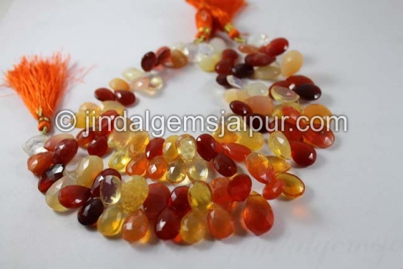 Fire Opal Far Faceted Pear Shape Beads